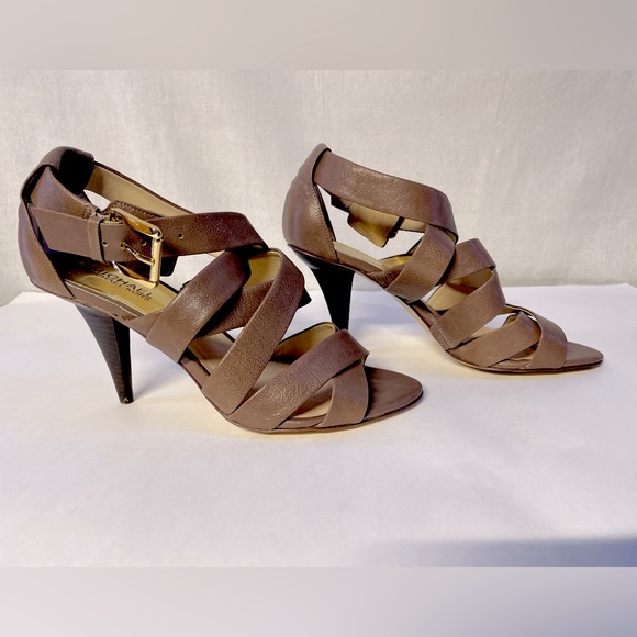 Michael Kors Strappy Gladiator Brown Leather Sandals Women Size 9.5 - Picture 2 of 7